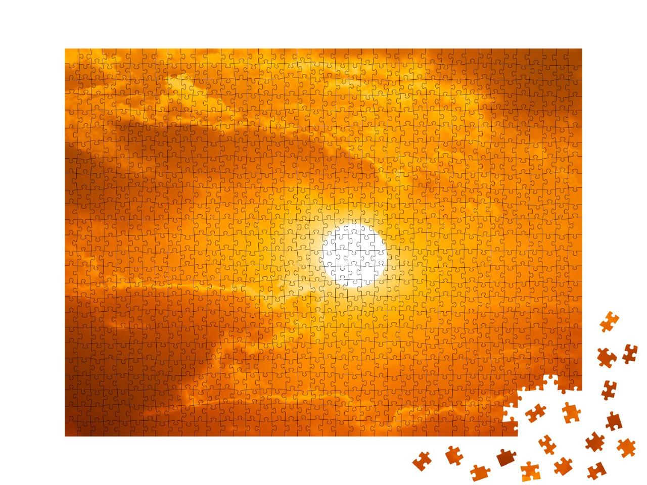 Puzzle de 1000 pièces « Coucher de soleil dans un ciel rougeoyant »