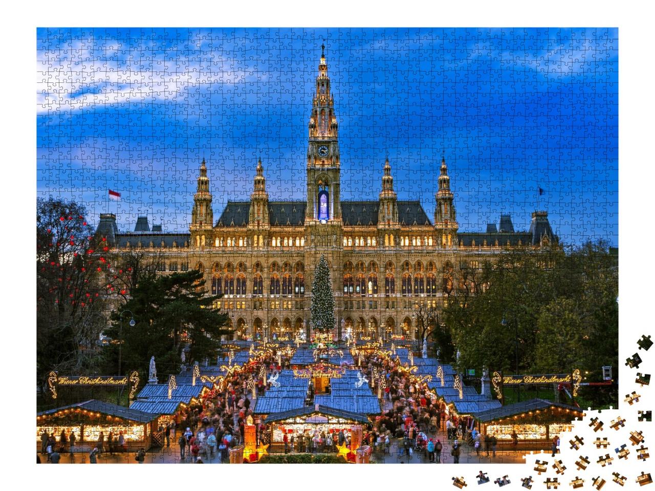 Puzzle de 2000 pièces « Marché de Noël à Vienne, motif hivernal »