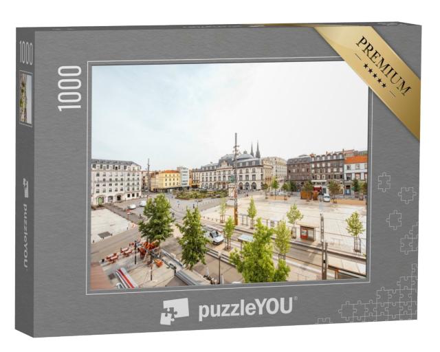 Puzzle de 1000 pièces « Vue d'en haut de la place Jaude dans la lumière du matin dans la ville de Clermont-Ferrand »