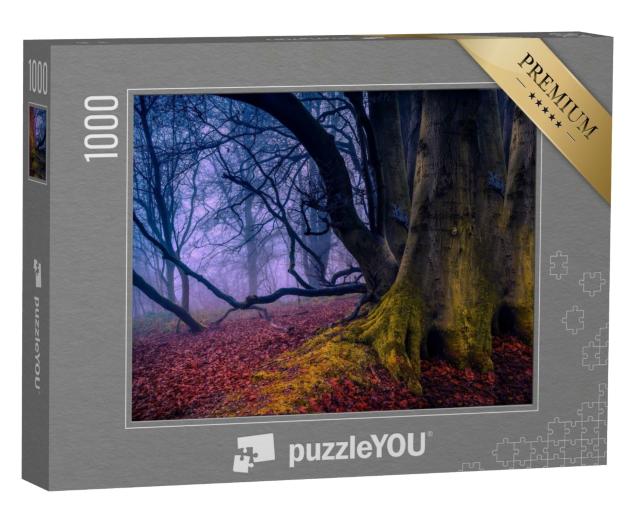 Puzzle de 1000 pièces « Forêt de fées brumeuse avec un grand tronc d'arbre »