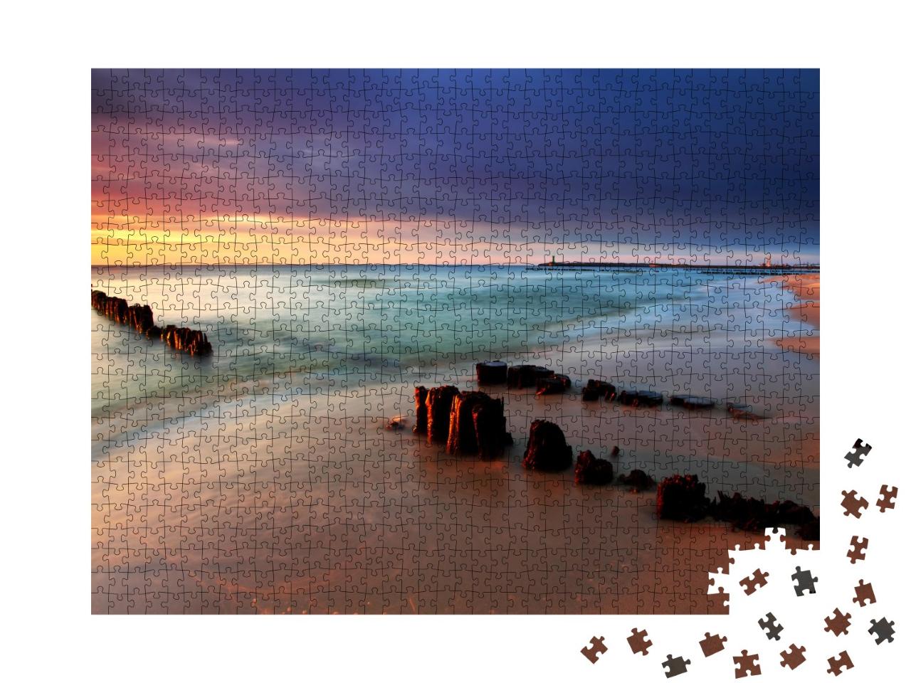 Puzzle de 1000 pièces « Lever de soleil sur la mer Baltique, Pologne »