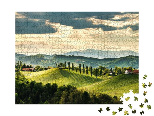 Puzzle de 1000 pièces « Paysage de vignobles du sud de la Styrie, près de Gamlitz, Autriche, Eckberg, Europe »