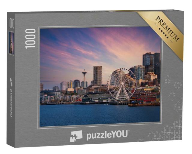 Puzzle de 1000 pièces « Centre-ville de Seattle - Skyline avec grande roue »
