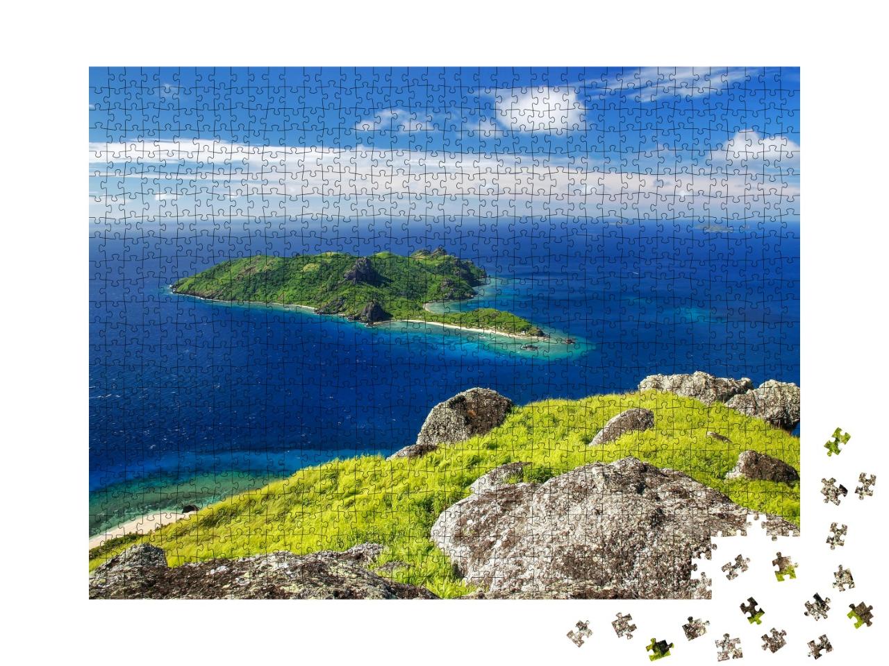Puzzle de 1000 pièces « Vue de l'île de Kuata depuis le volcan Vatuvula, îles Yasawa, Fidji »