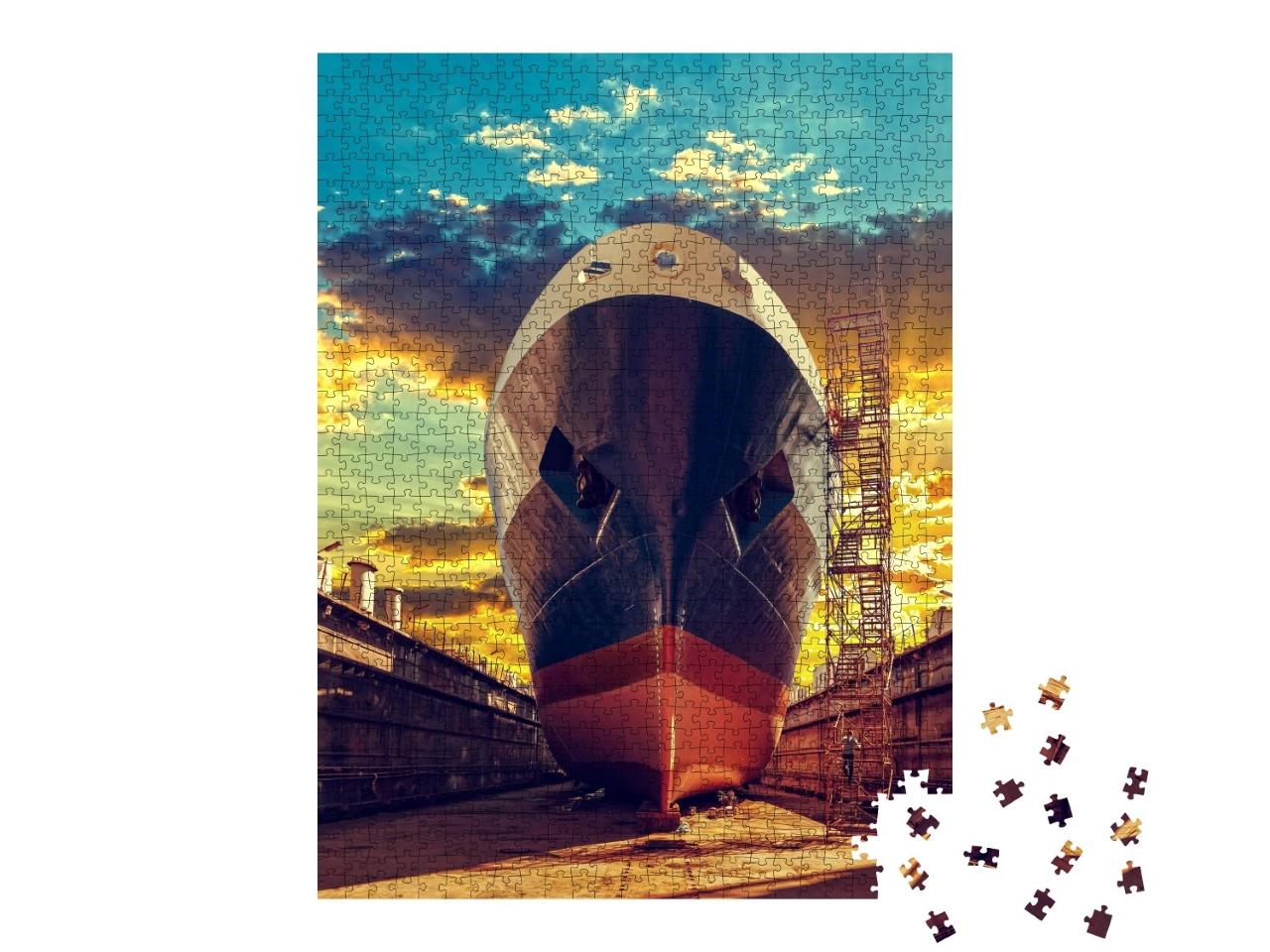 Puzzle de 1000 pièces « Bateau en cale sèche dans un chantier naval »