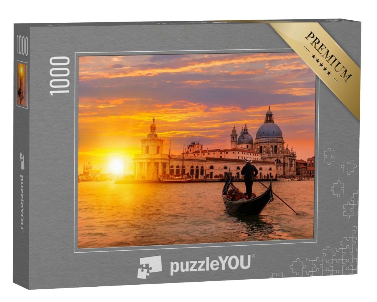 Puzzle de 1000 pièces « Gondolier avec gondole sur un canal, Venise, Italie »