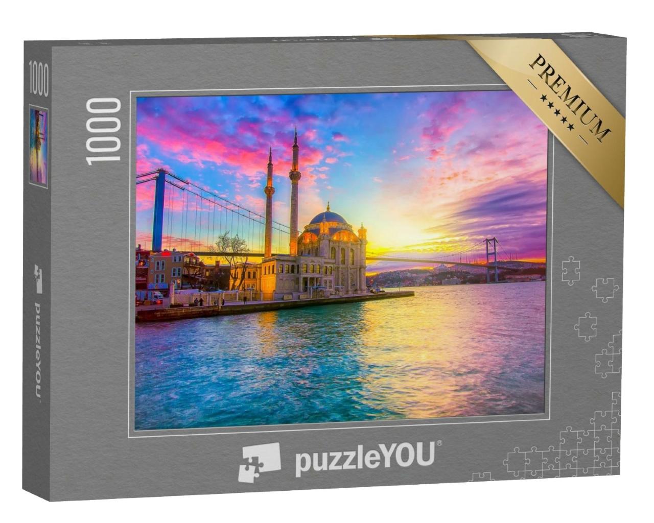 Puzzle de 1000 pièces « Lever de soleil sur le Bosphore devant la mosquée Ortakoy à Istanbul »