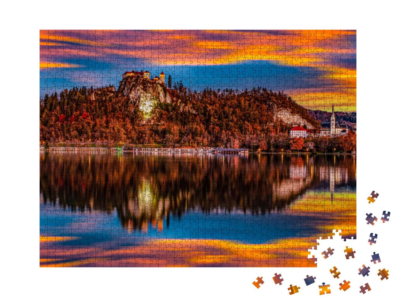 Puzzle de 1000 pièces « Un lac slovène en automne »