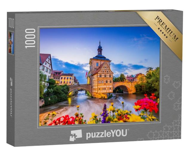 Puzzle de 1000 pièces « Bamberg, Allemagne : l'ancien hôtel de ville surplombant la Regnitz »