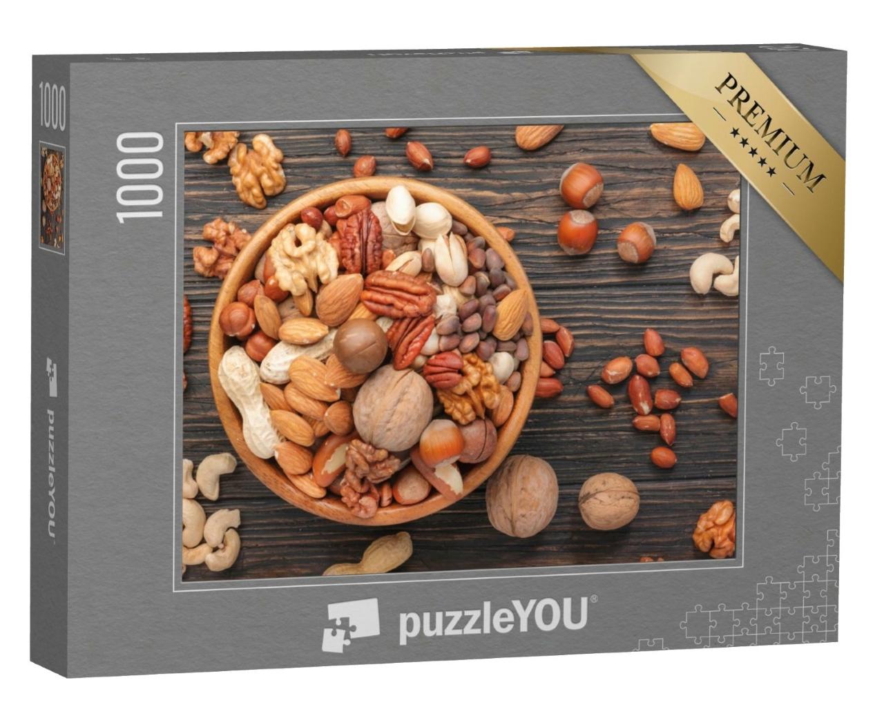 Puzzle de 1000 pièces « Assortiment de noix dans un bol »