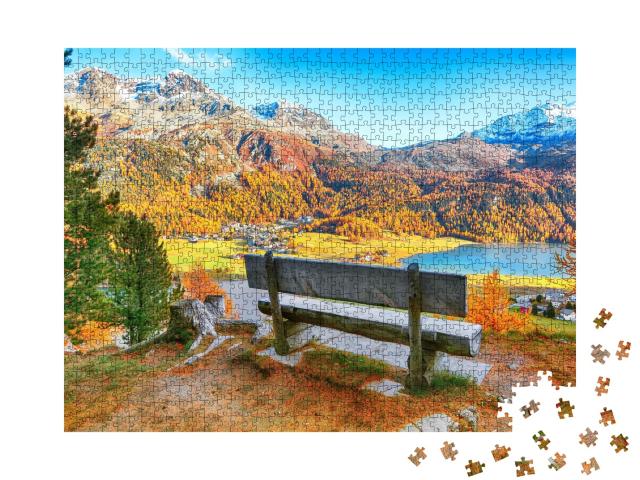 Puzzle de 1000 pièces « Magnifique panorama automnal - Lac de Silvaplana »