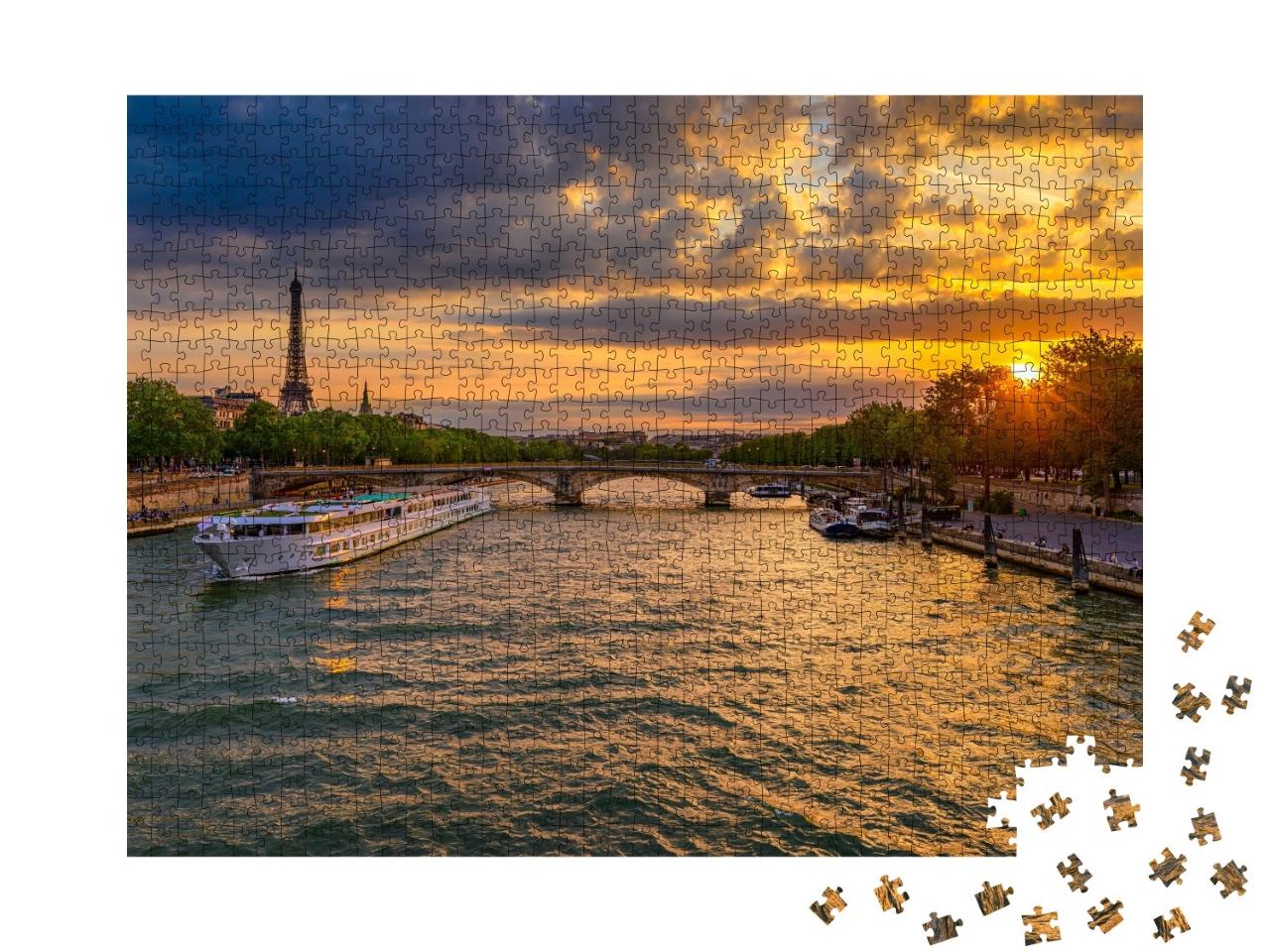 Puzzle de 1000 pièces « Coucher de soleil sur la Seine à Paris »