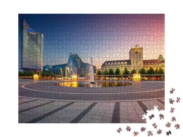 Puzzle de 1000 pièces « Le centre-ville de Leipzig au coucher du soleil, Allemagne »