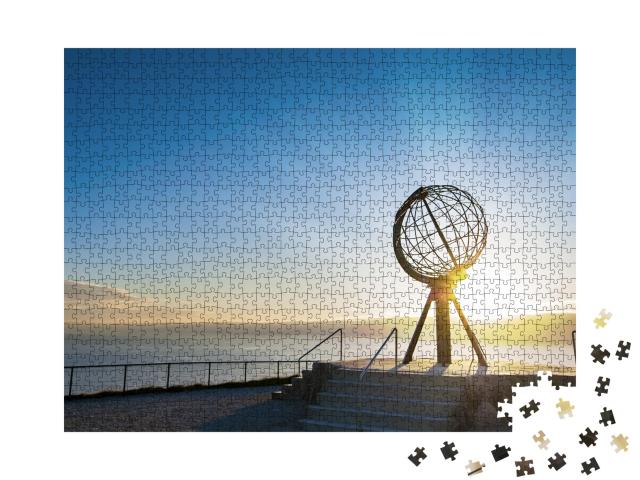 Puzzle de 1000 pièces « Soleil de minuit au Cap Nord, Norvège »