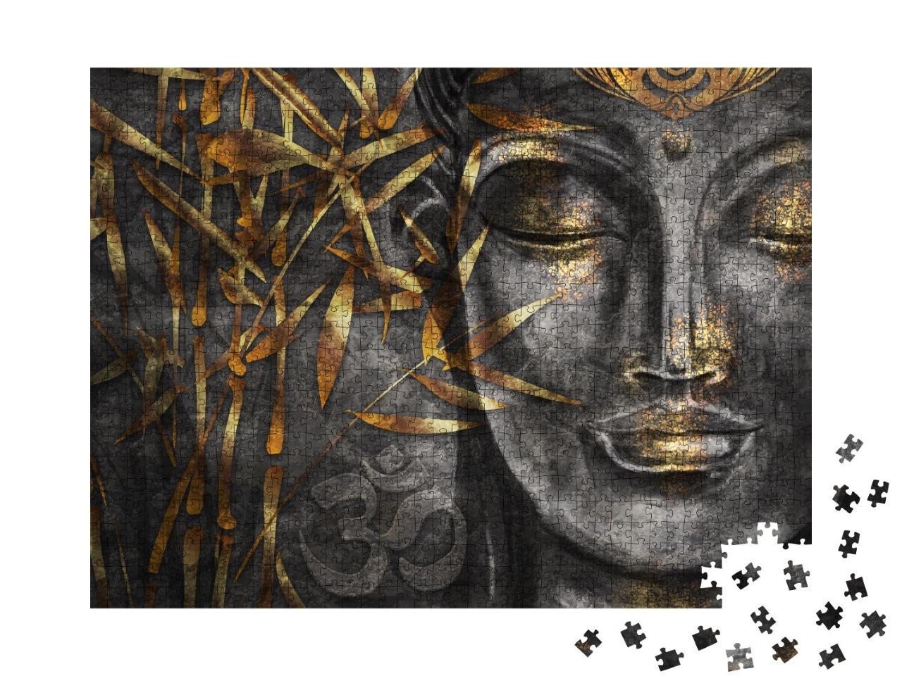 Puzzle de 1000 pièces « Art numérique collage combiné avec aquarelle : Bodhisattva Buddha »