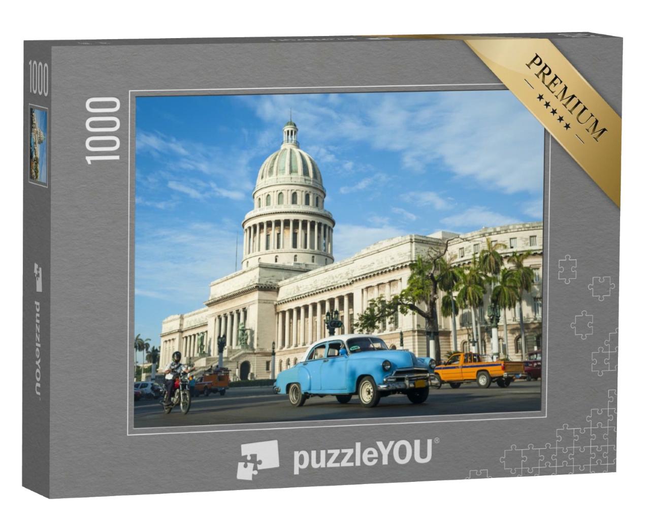 Puzzle de 1000 pièces « Taxis américains d'époque à La Havane, Cuba »