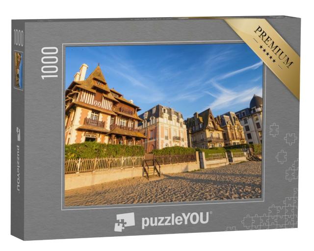 Puzzle de 1000 pièces « La plage de Deauville en Normandie, France, au coucher du soleil. »
