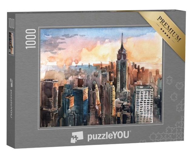 Puzzle de 1000 pièces « Aquarelle de Manhattan »