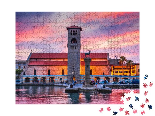 Puzzle de 1000 pièces « Beau coucher de soleil à Rhodes, Grèce »