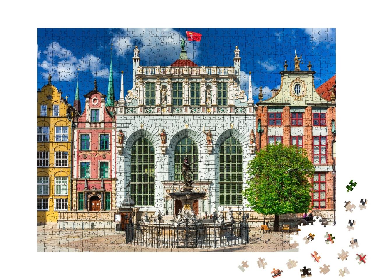 Puzzle de 1000 pièces « Architecture de la vieille ville de Gdansk avec la cour d'Artus, Pologne »