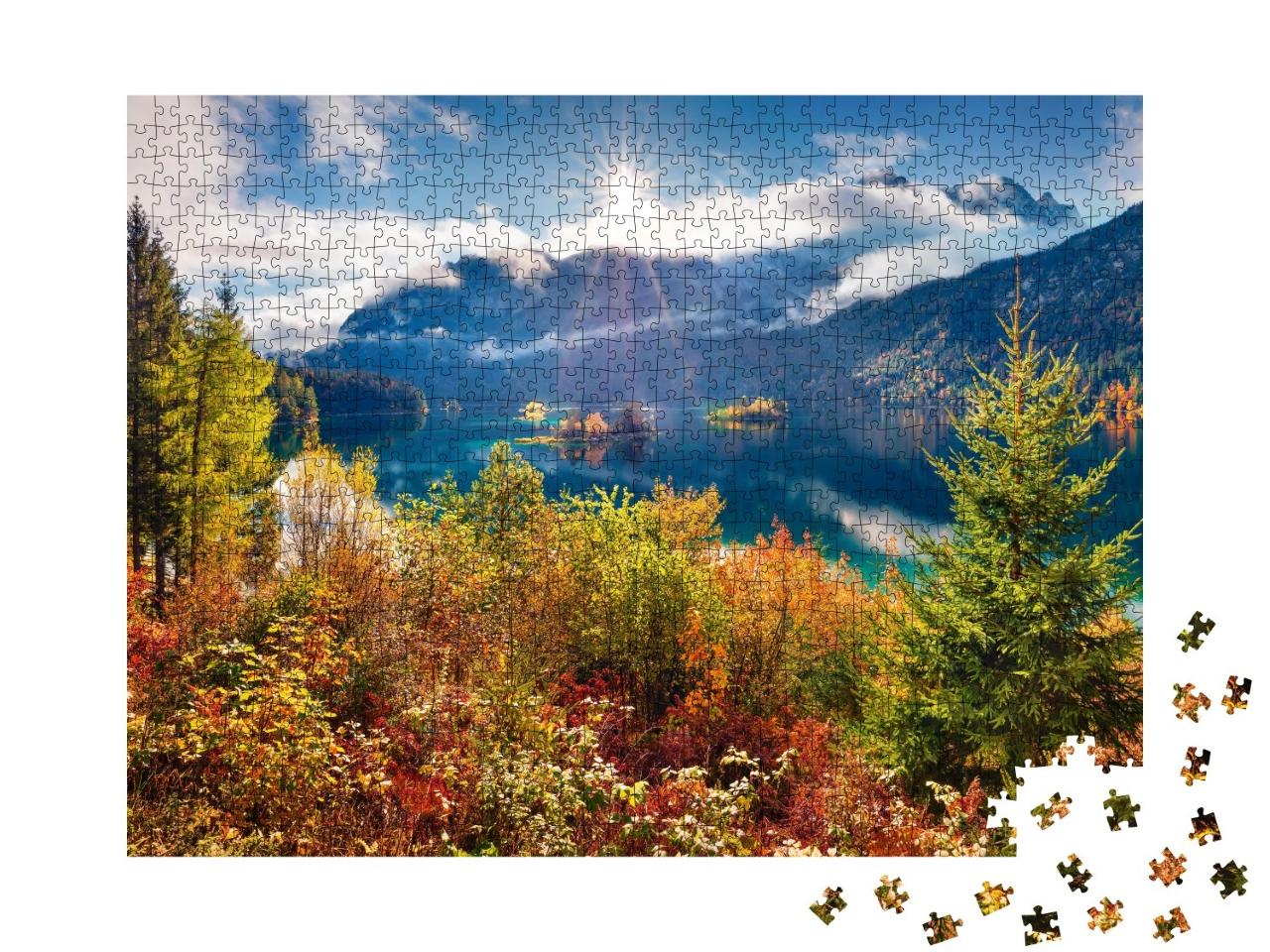 Puzzle de 1000 pièces « Paysage d'automne à l'Eibsee, Allemagne »