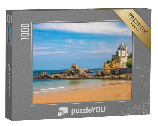 Puzzle de 1000 pièces « Villa Belza et rochers sur la plage de la Côte des Basques à Biarritz, France, un jour d'été »