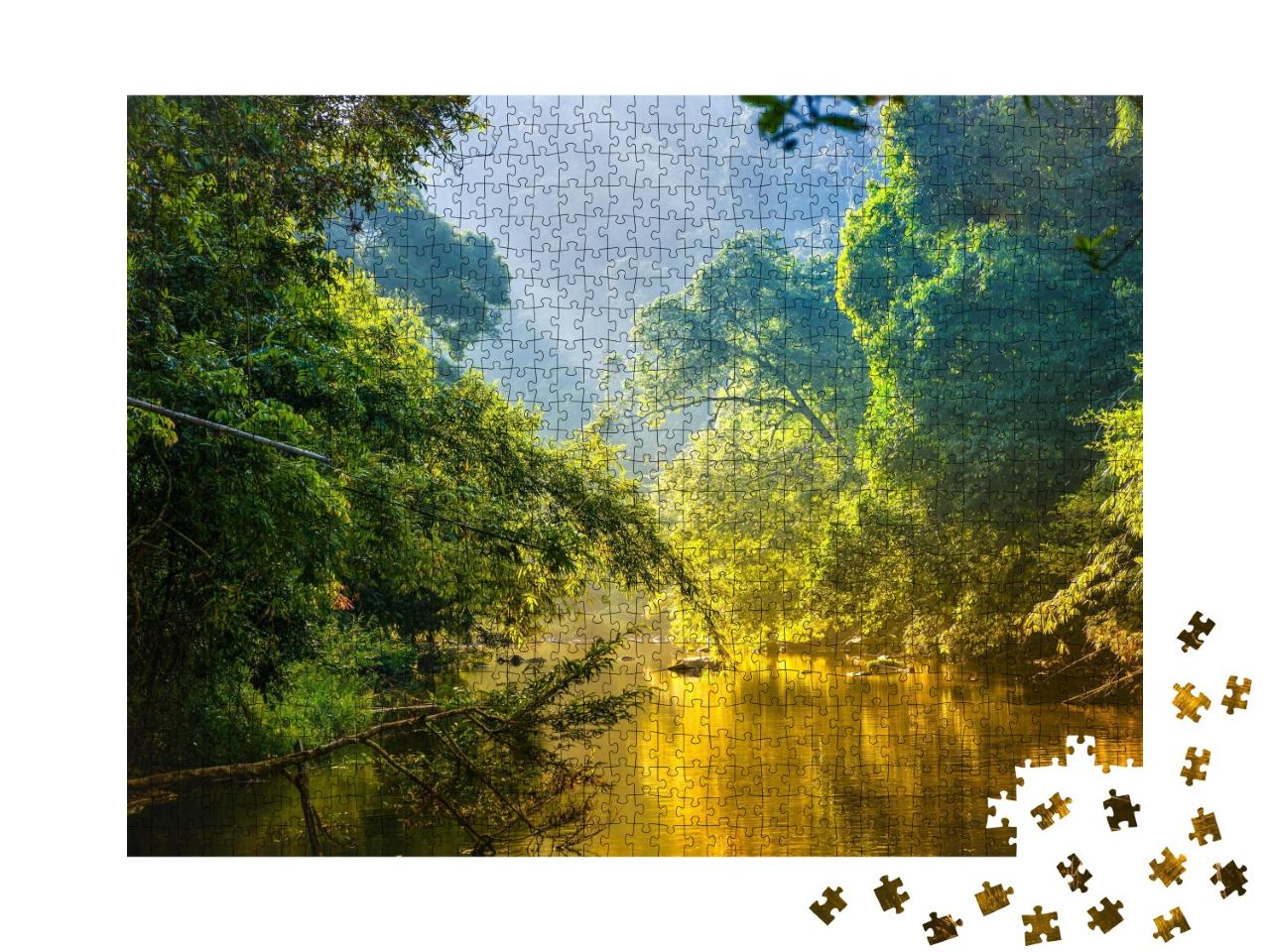 Puzzle de 1000 pièces « Forêt tropicale avec jungle et rivière »