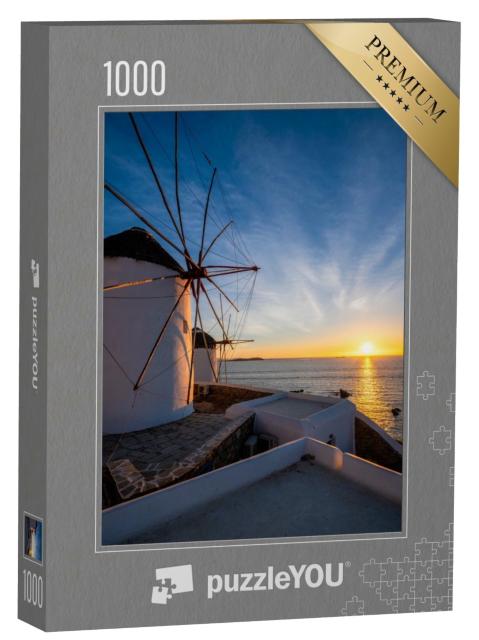 Puzzle de 1000 pièces « Les moulins à vent de la ville de Chora, Mykonos »