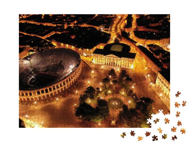 Puzzle de 1000 pièces « Théâtre et hôtel de ville sur la Piazza Bra à Vérone, Lombardie, Italie »