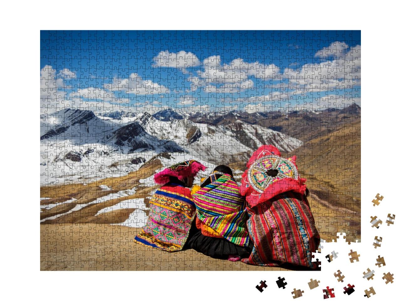 Puzzle de 1000 pièces « Pérou : des gens visitent les Andes et leurs paysages »