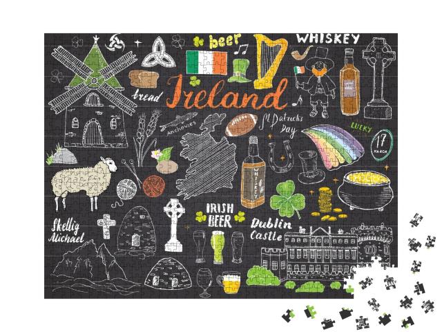 Puzzle de 1000 pièces « L'Irlande en croquis dessinés »