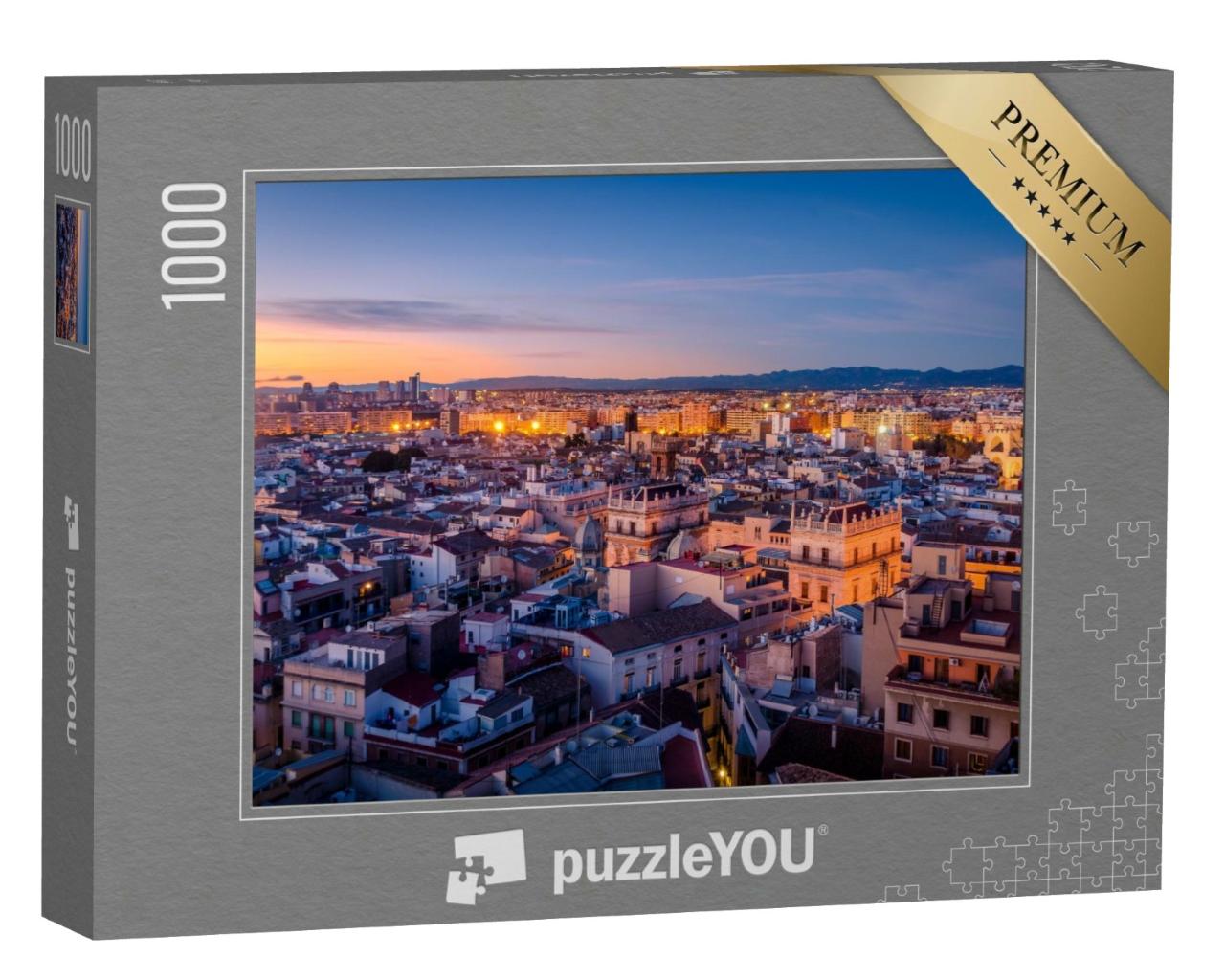 Puzzle de 1000 pièces « Coucher de soleil sur le centre historique de Valence »