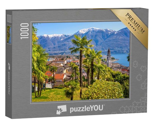 Puzzle de 1000 pièces « Palmiers et sommets enneigés »
