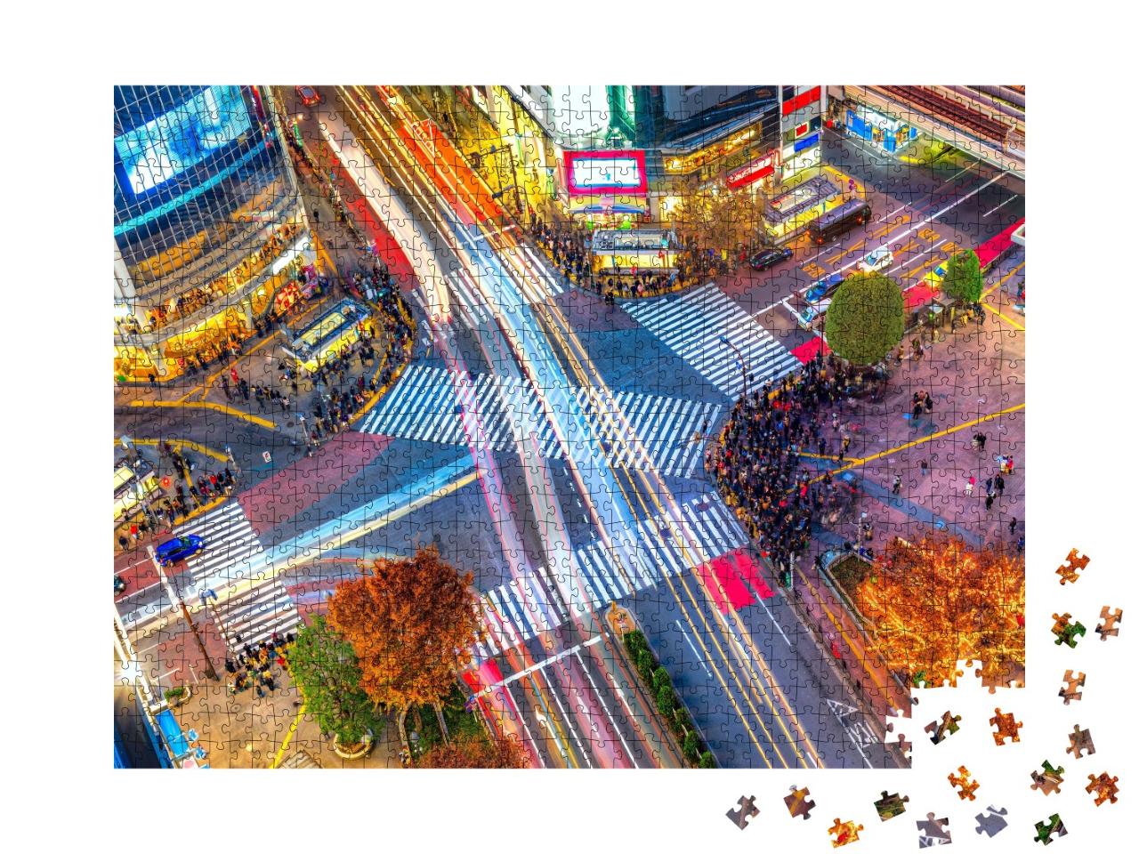 Puzzle de 1000 pièces « Vue aérienne du carrefour unique de Shibuya, Tokyo, Japon »