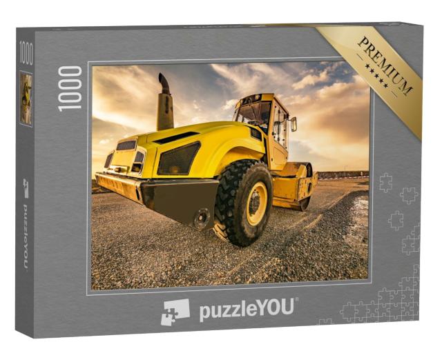 Puzzle de 1000 pièces « Rouleau compresseur lors de travaux routiers »