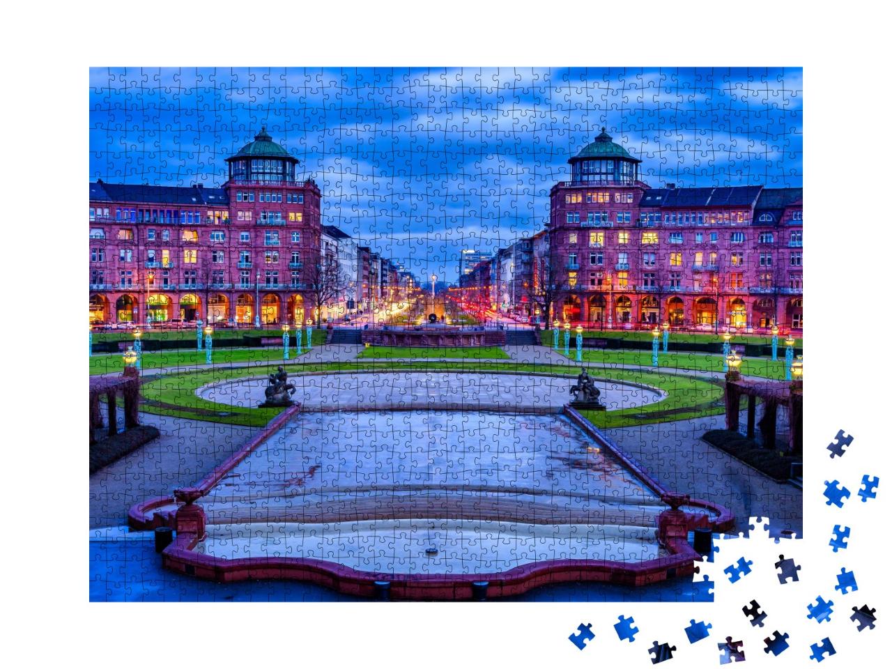 Puzzle de 1000 pièces « Friedrichsplatz, parc municipal en hiver, Mannheim, Allemagne »