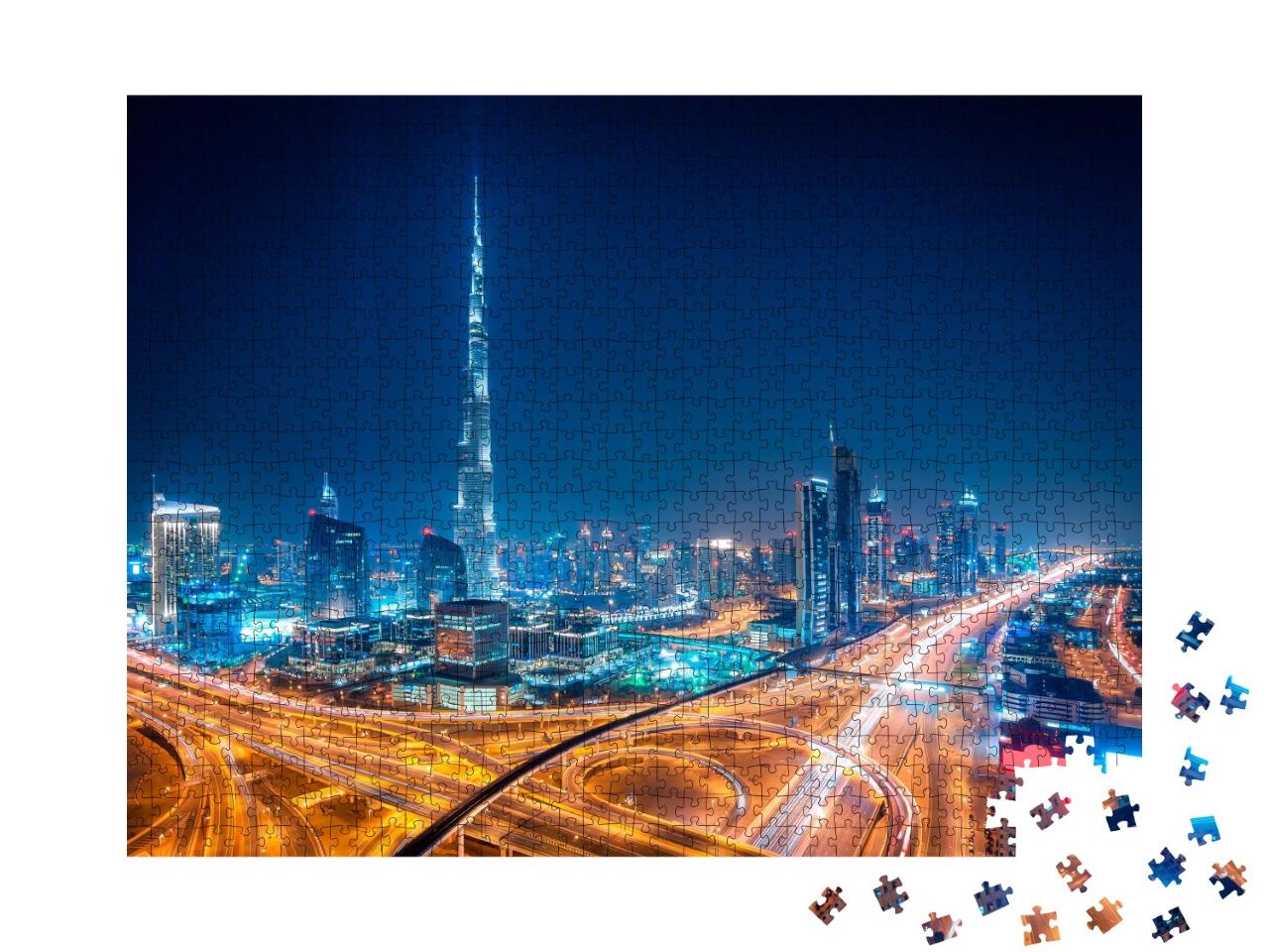 Puzzle de 1000 pièces « Dubaï de nuit, Émirats arabes unis »