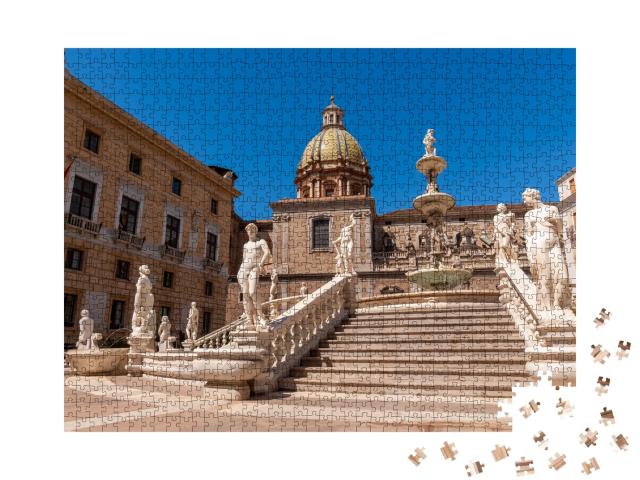 Puzzle de 1000 pièces « Fontana Pretoria sur la Piazza Pretoria à Palerme, Sicile »