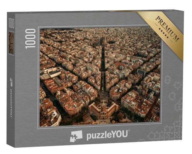 Puzzle de 1000 pièces « Vue aérienne de Barcelone : rues de la ville, Espagne »