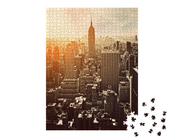 Puzzle de 1000 pièces « Coucher de soleil à Manhattan, New York, États-Unis »
