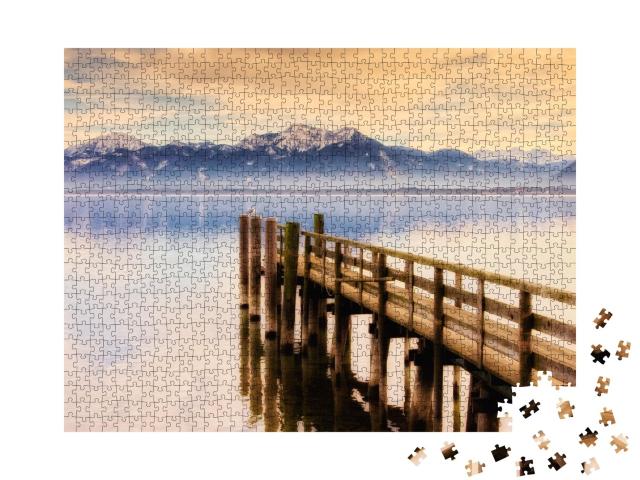 Puzzle de 1000 pièces « Ponton au bord du lac de Chiem »