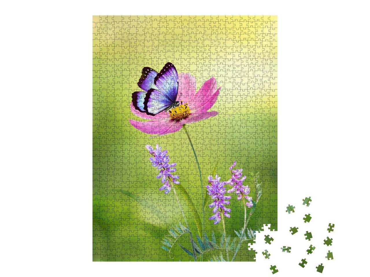 Puzzle de 1000 pièces « Cosmea et papillon »