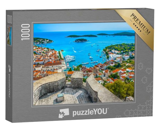 Puzzle de 1000 pièces « Vue aérienne de l'archipel au large de la ville de Hvar, Croatie »