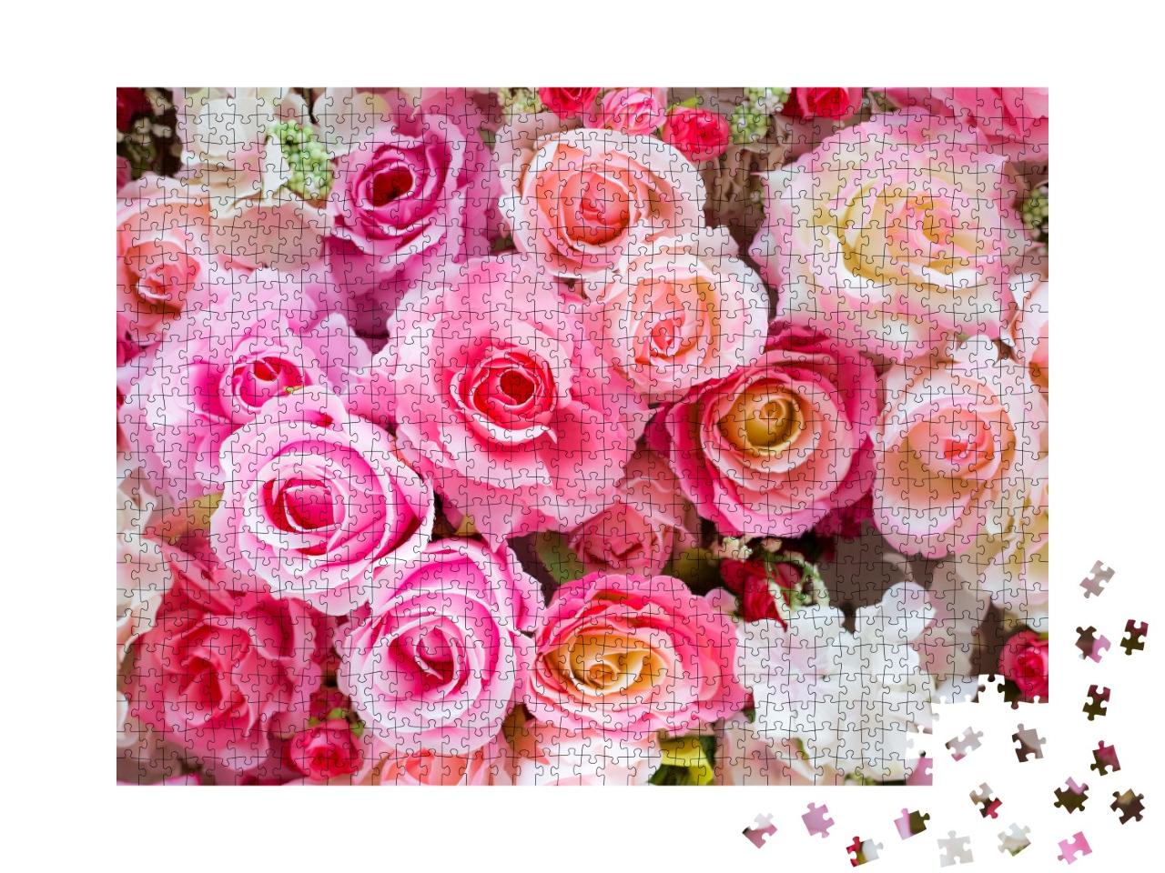 Puzzle de 1000 pièces « Un bouquet de roses roses »