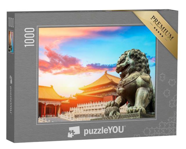 Puzzle de 1000 pièces « Lion de bronze dans la Cité interdite, Pékin »