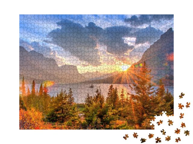 Puzzle de 1000 pièces « Lac Saint Mary et Wild Goose Island, Montana, États-Unis »