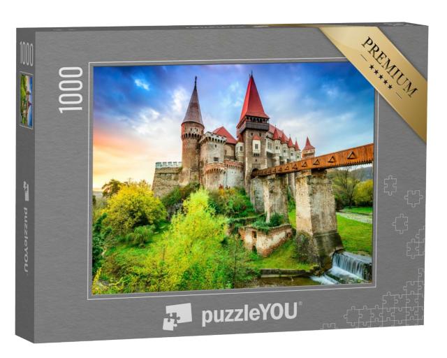 Puzzle de 1000 pièces « Beau panorama du château de Hunyad, Transylvanie, Roumanie »
