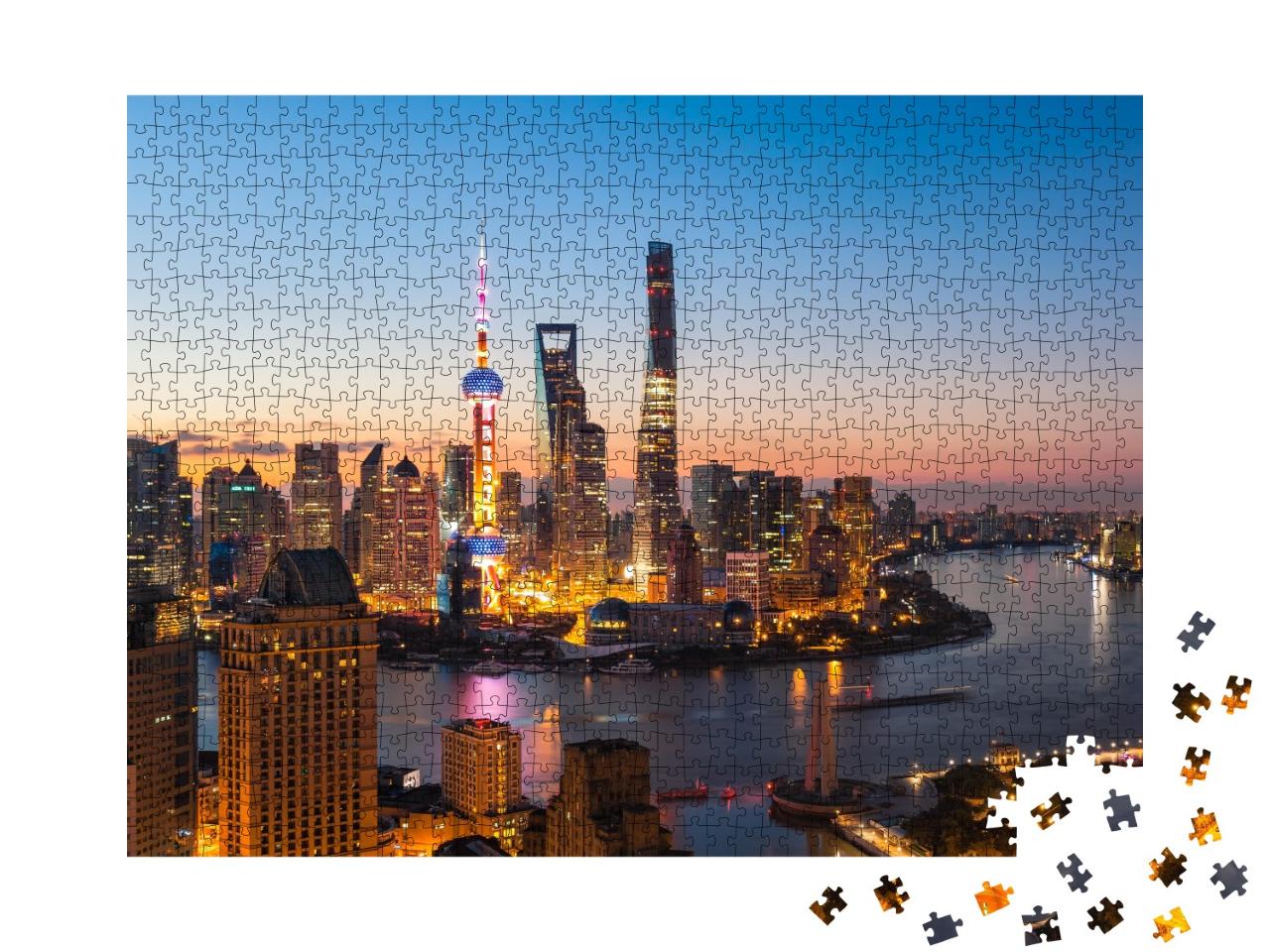 Puzzle de 1000 pièces « Shanghai illuminée la nuit »