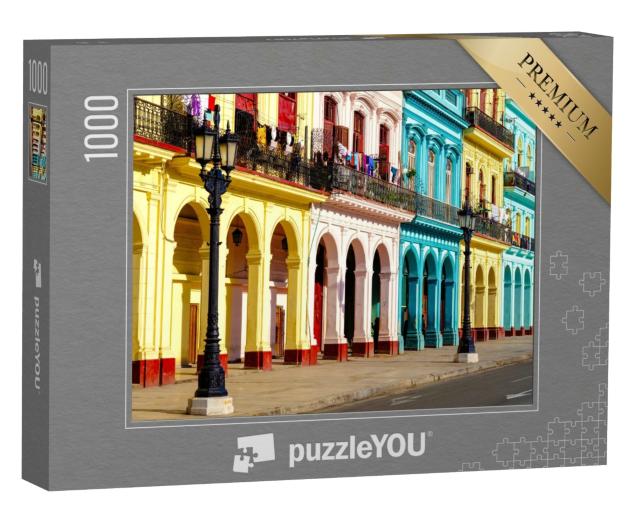 Puzzle de 1000 pièces « Bâtiments coloniaux colorés dans la Vieille Havane »