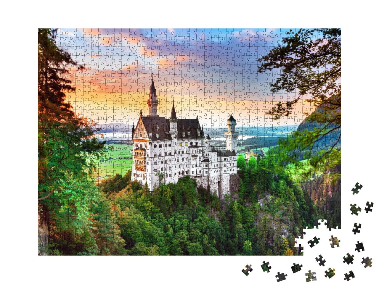 Puzzle de 1000 pièces « Neuschwanstein, château de conte de fées près de Füssen en Bavière »